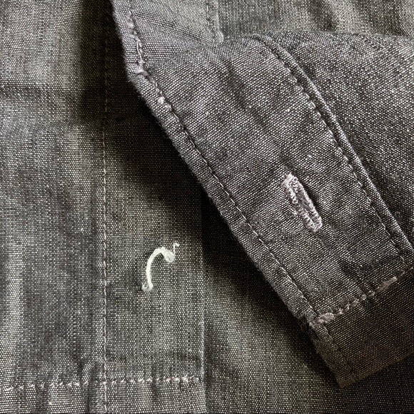TKDK button down shirt size medium gray short sleeve collared solid pattern - Picture 5 of 11